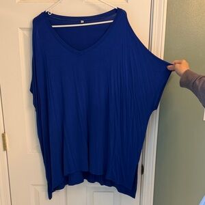 Women's Oversized V-Neck Top - Royal Blue
